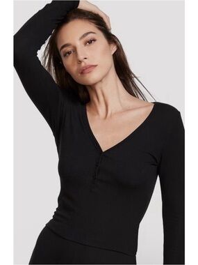 💕 Rare Victoria's Secret Body by Victoria Ribbed Modal Long-Sleeve Henley Top 💕